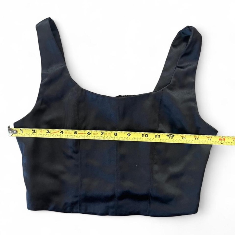 House of Harlow 1960 Women Black Satin Stretch Bustier Corset Crop Tube Tank Top - Picture 4 of 6